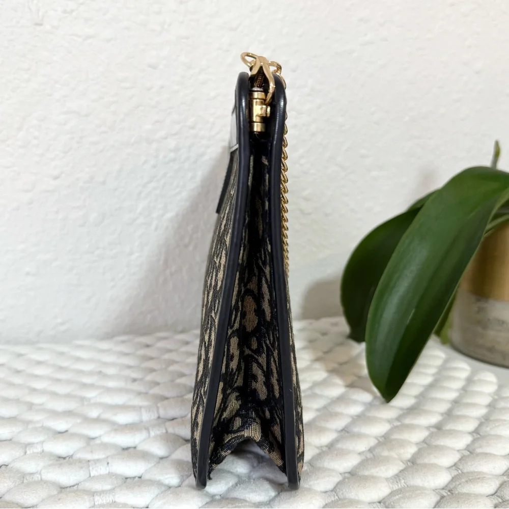 CHRISTIAN DIOR Crossbody Bag Clutch Trotter Canvas Navy Blue - Picture 4 of 12